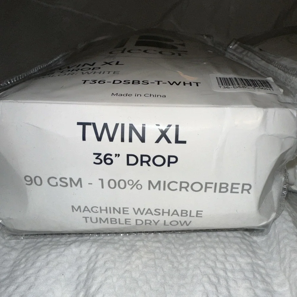B Decor Twin XL Lofted Bed Dorm Skirt White Tailored 36